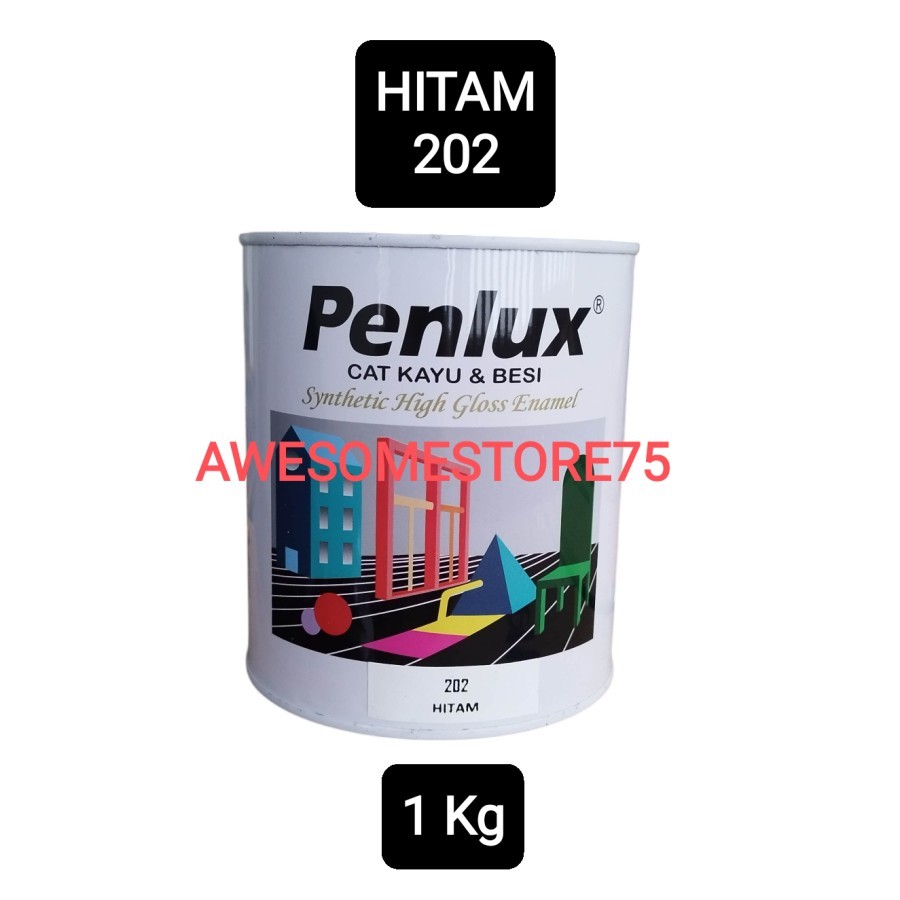 Cat Minyak Kayu & Besi PENLUX 1 Kg - HITAM BLACK 202 Kaleng Besar Avian Nippon