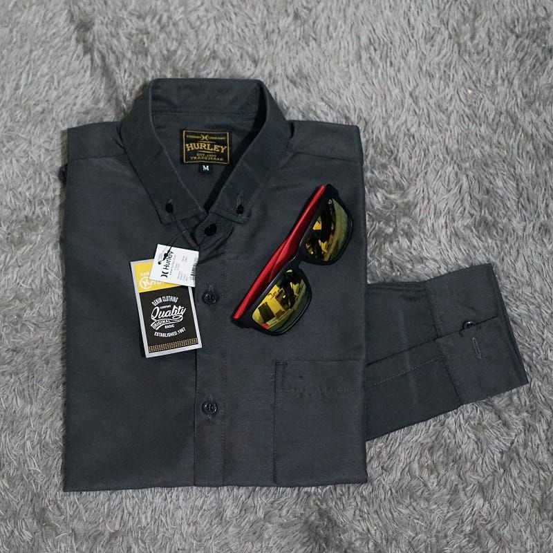 Kemeja Panjang Polos Pria | Kemeja Lengan Panjang Slim Fit Hurley