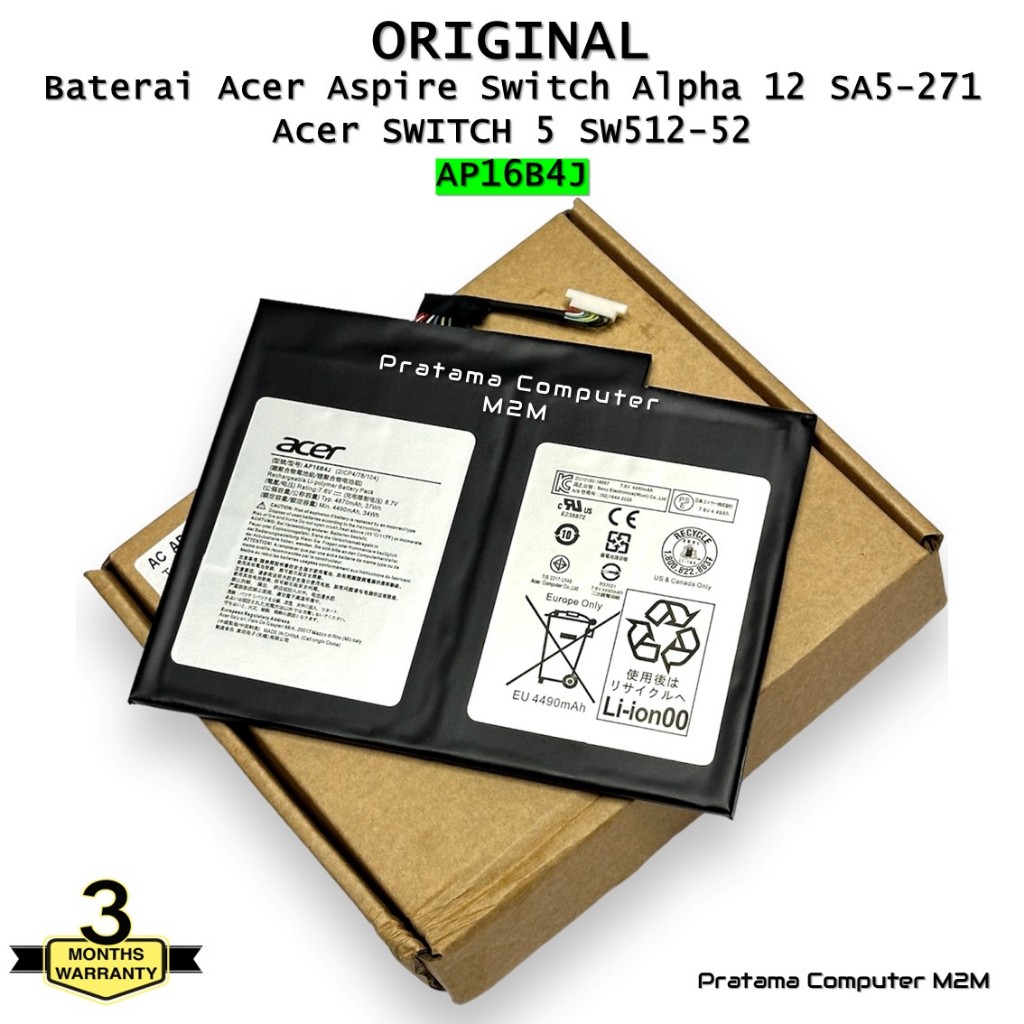 ORIGINAL Baterai Acer Aspire Switch Alpha 12 SA5-271 Acer SWITCH 5 SW512-52 N16P3 N17P5 AP16B4J SW51