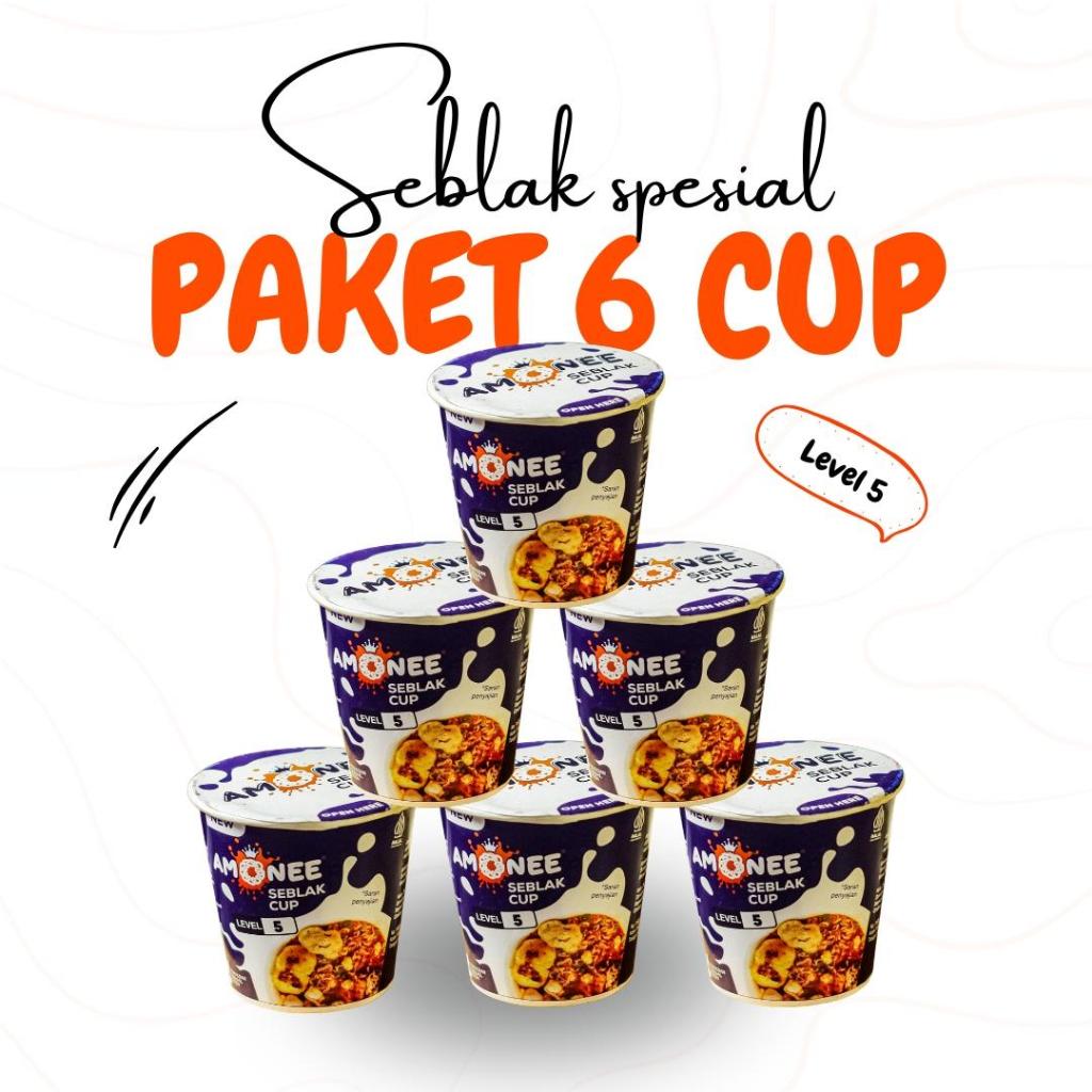 

PAKET 6 CUP Seblak Cup Instan Level 5 komplit dengan bumbu dan sambel chili oil seblak instant pedas level