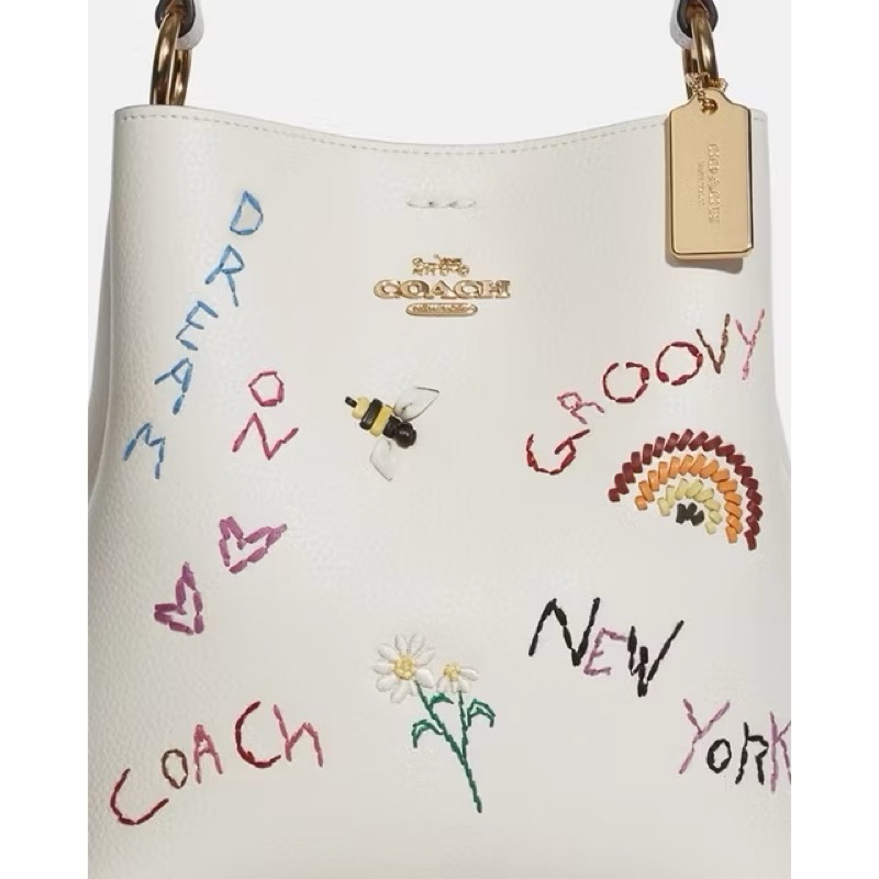 COACH SMALL TOWN BUCKET BAG WITH DIARY EMBROIDERY