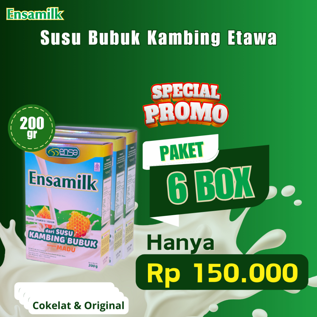 

PAKET 6 BOX Susu Kambing Etawa Bubuk ENSAMILK Bantu Atasi Masalah Sendi dan Pernafasan