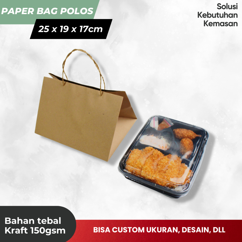 

Paper Bag polos Kue / Bento Box / Nasi box ukuran 25 x 19 x 17CM