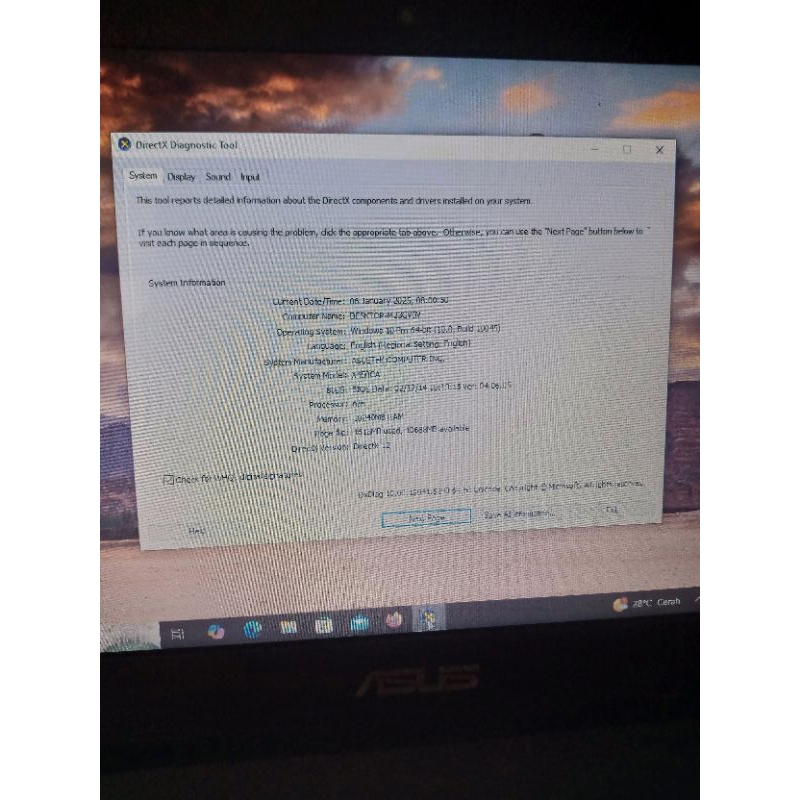 Laptop Asus X450CPricessor Intel core i3 3
VGA Intel hd Graphics 4000
Memory DDR3 10gb