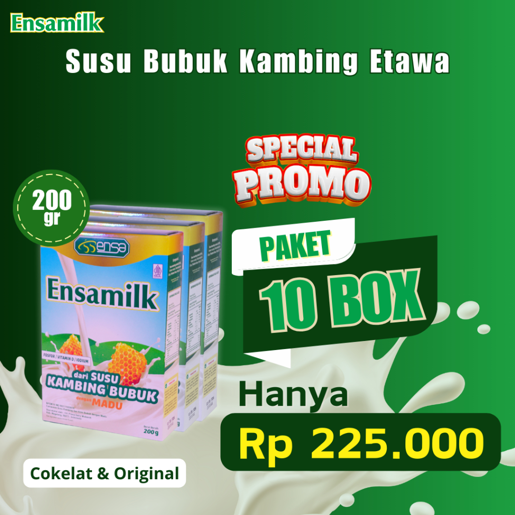 

PAKET 10 BOX Susu Kambing Etawa Bubuk ENSAMILK Bantu Atasi Masalah Sendi Tulang dan Pernafasan