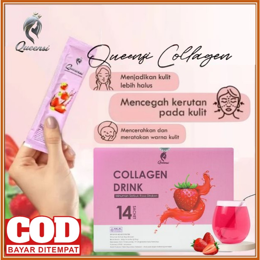 QUEENSI COLLAGEN DRINK 100% BPOM | QUEENSI MINUMAN COLAGEN | MINUMAN PENCERAH KULIT QUEENSI KOLAGEN 