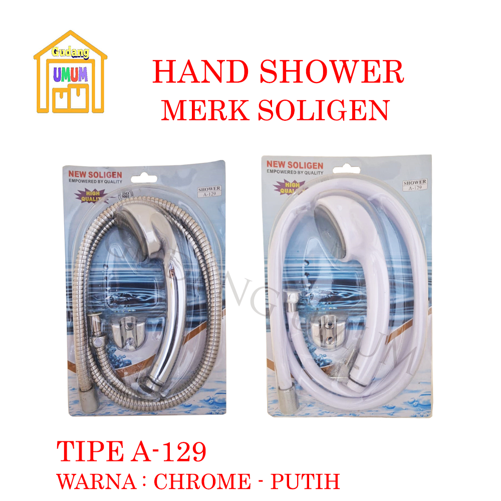 Hand Shower Mandi + Selang / Shower Mandi Plastik Pvc ABS A129 SOLIGEN