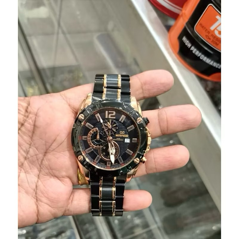Jam Tangan Wanita Mirage 8714 Hitam Rosegold Original