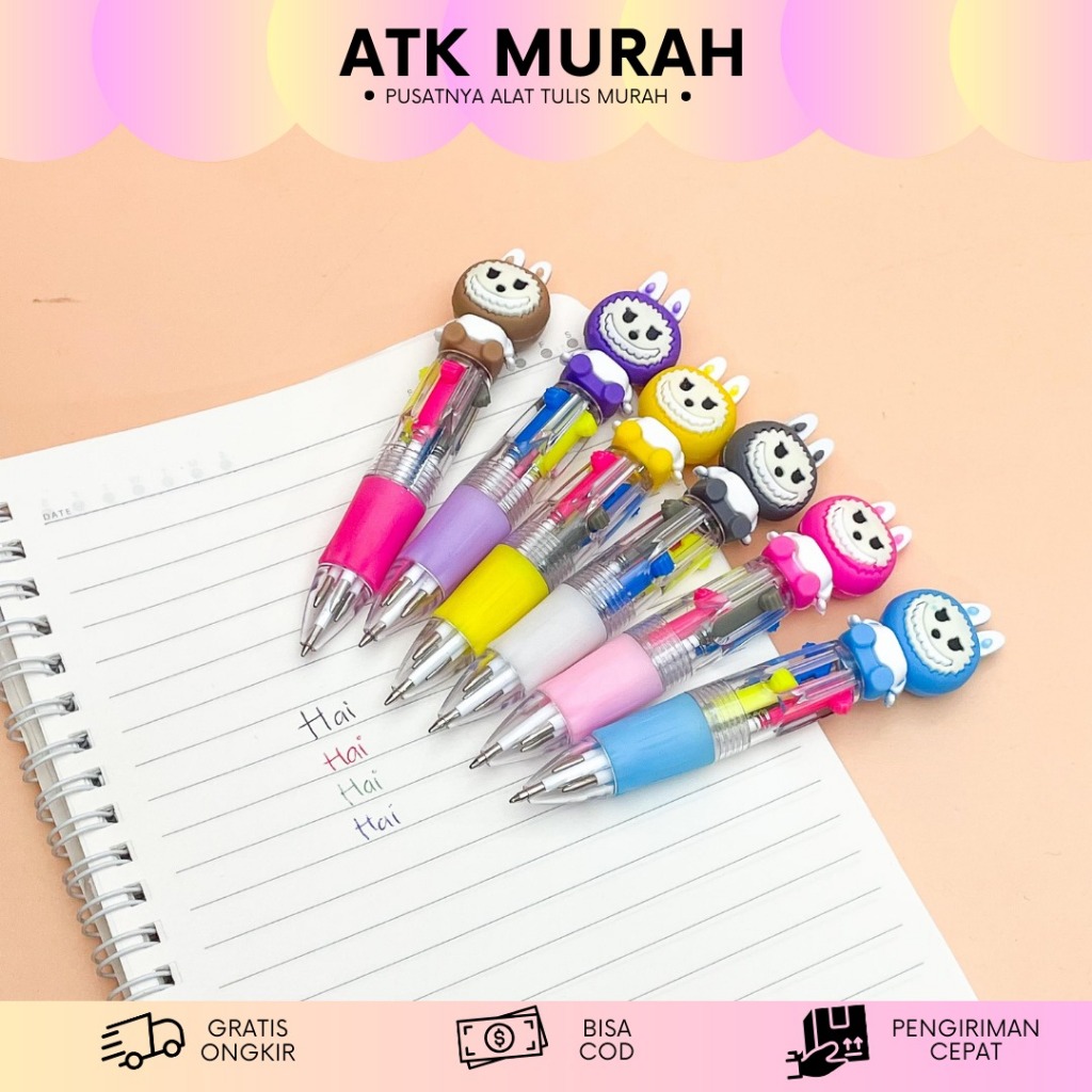 

PULPEN CETEK 4 WARNA LABUBU PC-1726 PENA LUCU WARNA WARNI ALAT TULIS SEKOLAH UNIK MURAH TERJANGKAU