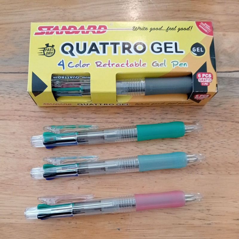 

Pulpen 4 warna tinta gel 0,5 Quattro Gel merek Standard 1 box