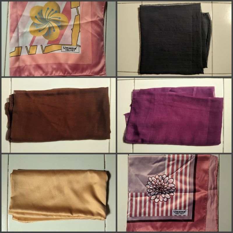 Kerudung umama, segi empat, paris, pashmina, silk, tile