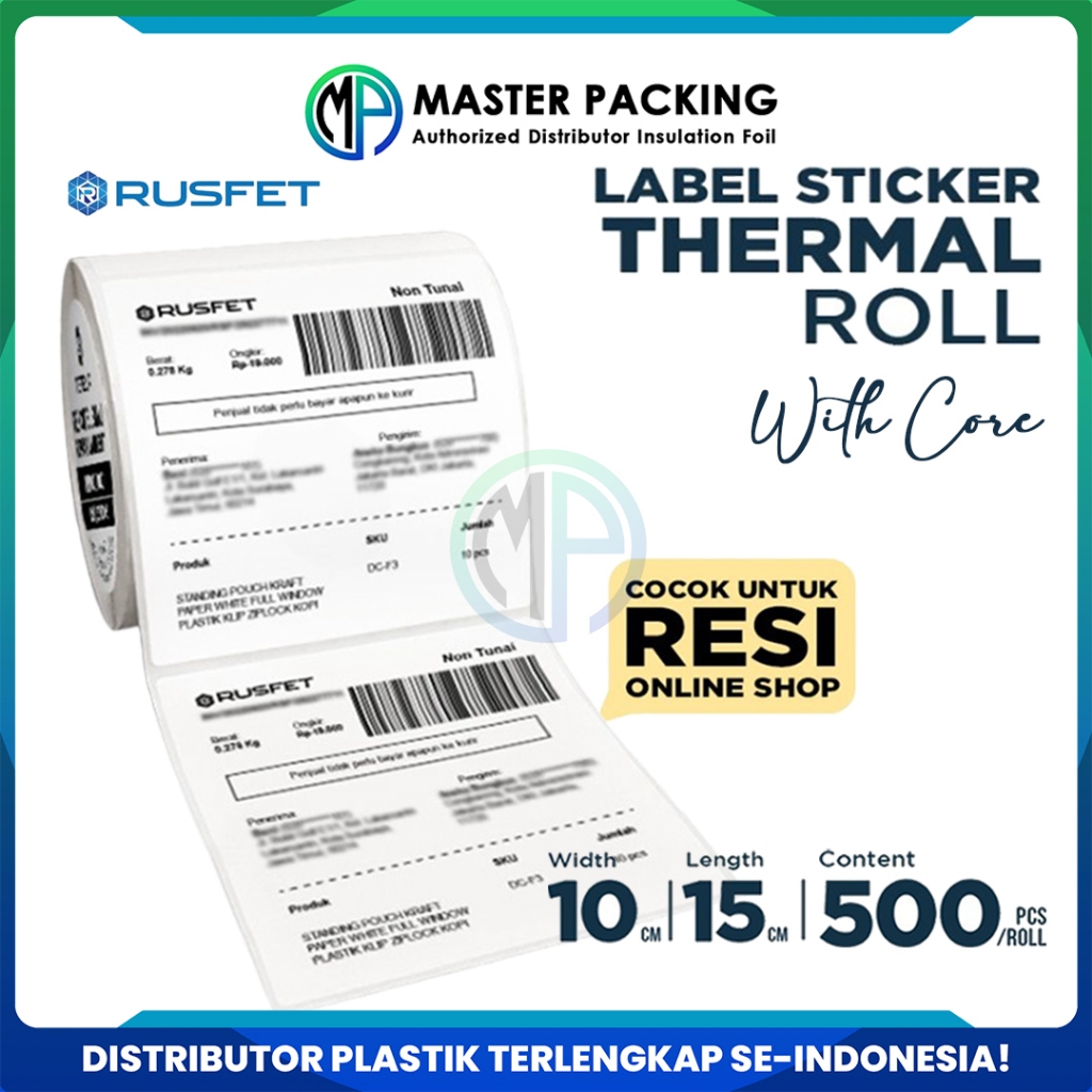 

Stiker Termal Label 10cm x 15cm - 500 Lembar / Paper Thermal Sticker Printer Struk Kasir Rusfet Ecer