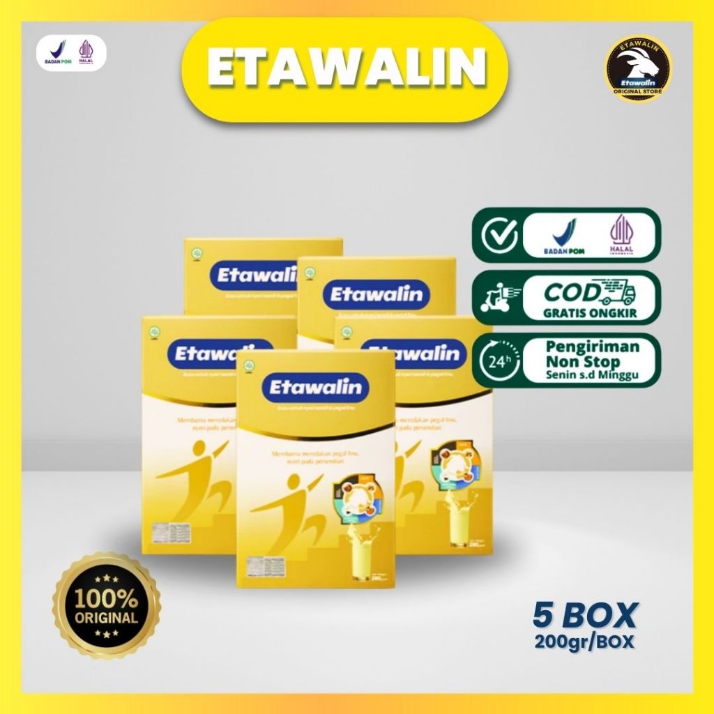 

PROMO ETAWALIN 5 BOX LEBIH HEMAT Susu Kambing Etawa Original - 3x Lebih Efektif Atasi Masalah Asam Urat Nyeri Sendi Nyeri Tulang Rematik Pegal Linu