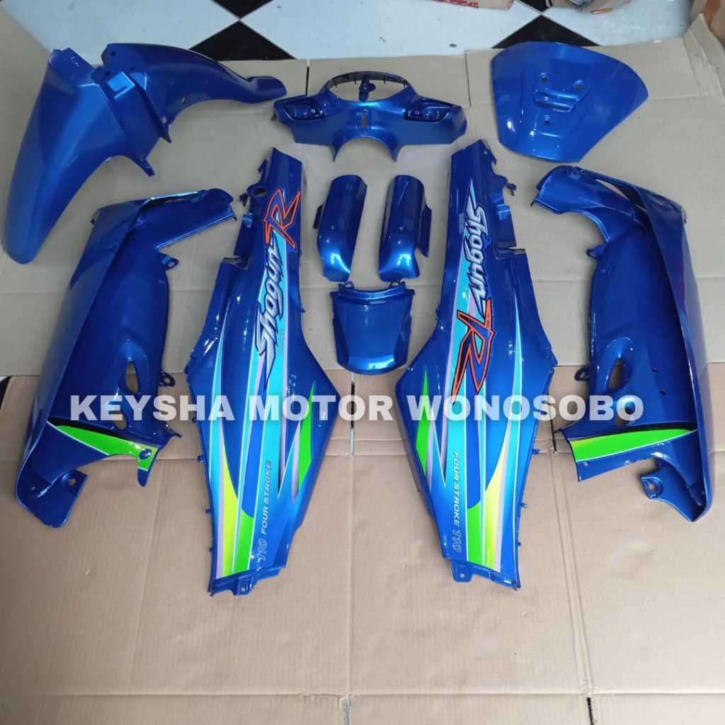 BODY HALUS SUZUKI SHOGUN R NEW SHOGUN 110 FULL BIRU SET STRIPING