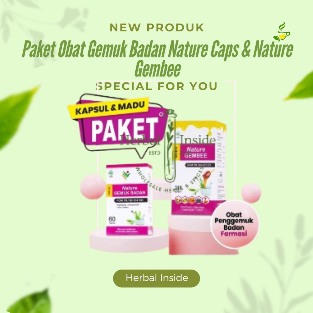 MAKKATA Paket Obat Gemuk Badan Nature Caps & Nature Gembee Obat Penggemuk Badan Farmasi Nature Gembe