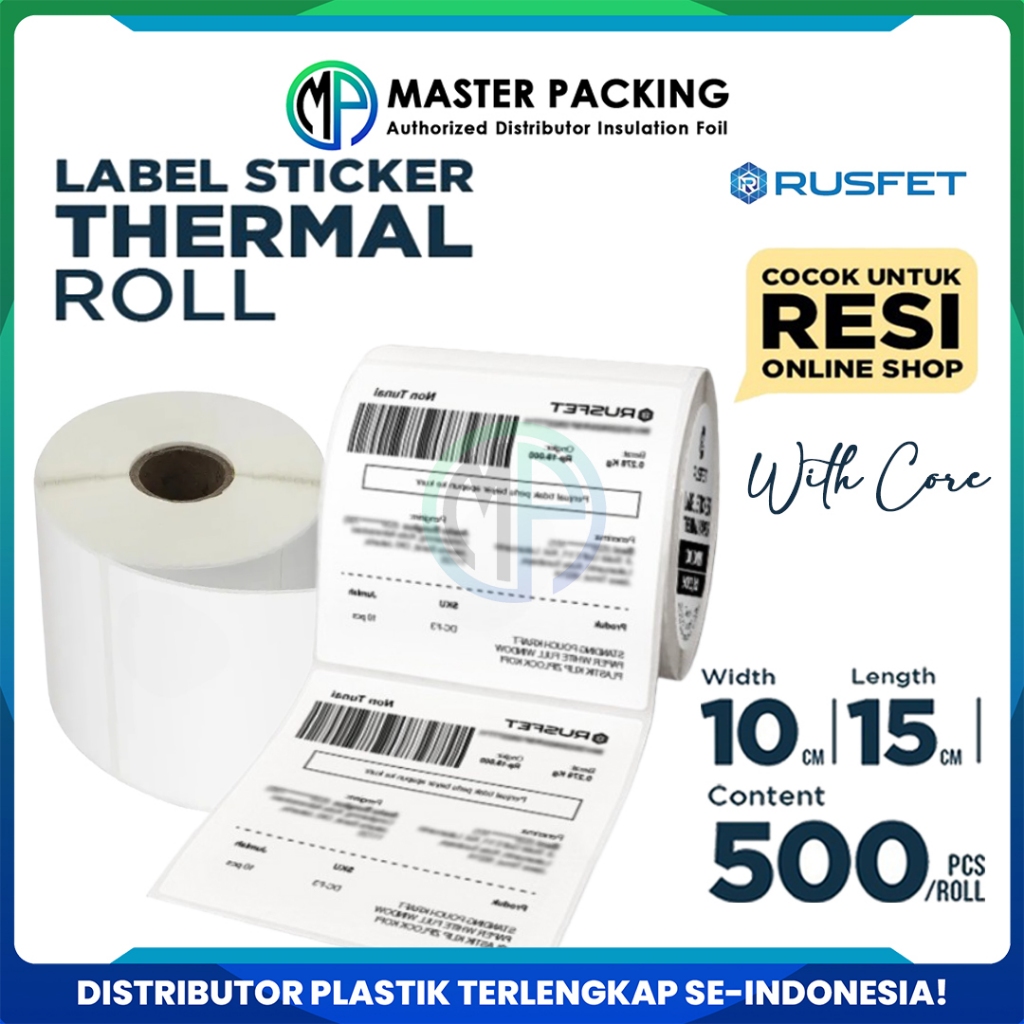 

Stiker Label Termal 10cm x 15cm - 500 Lembar / Paper Thermal Sticker Printer Struk Kasir Rusfet Ecer