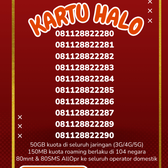 Kuota 50GB  Telkomsel kartu halo 12 digit nomor cantik Nomor langka Tripel 222 (2)