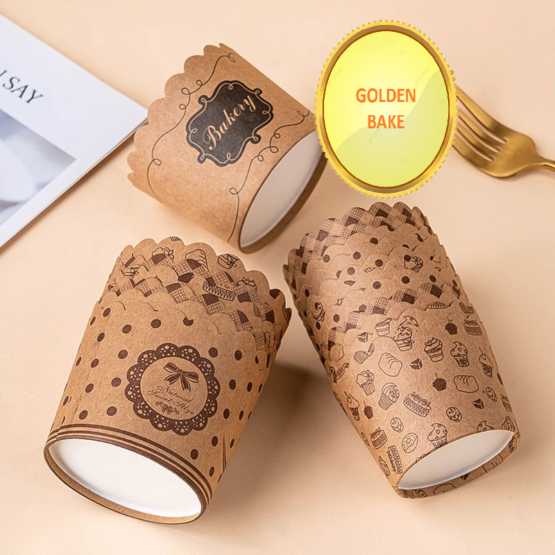 GBake 50pcs paper cupcakes motif COKLAT / muffin cup / kertas cupcakes / kertas roti / paper cup cak