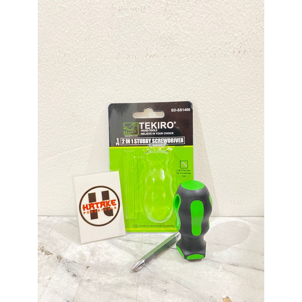 TEKIRO Obeng Kecil Cebol Obeng Mini Bolak Balik 2in1 Stubby Screwdriver PlusMinus Original SD-SS1466