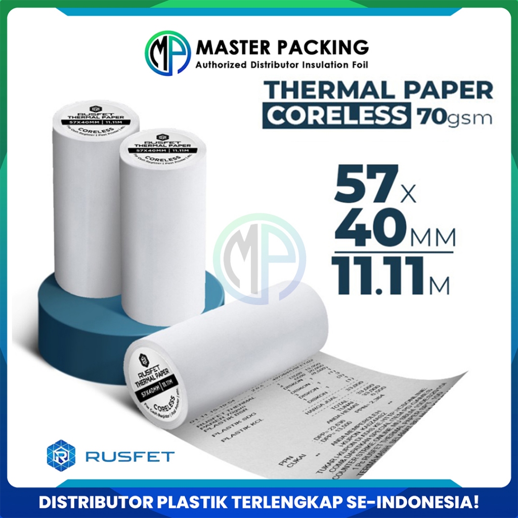 

Kertas Printer Thermal 57mm x 40mm / Kertas Termal Struk Kasir Barcode Mesin EDC POS Harga Satuan