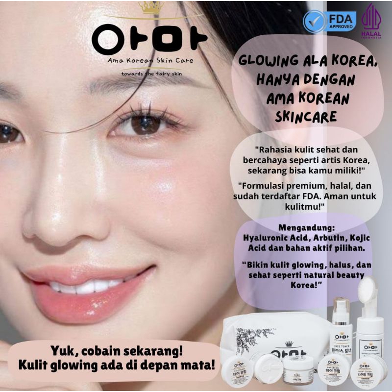Eceran Ama Korean Skincare Pemutih Wajah Permanen Krim Whitening Cream Glowing Korea Jepang Treatmen