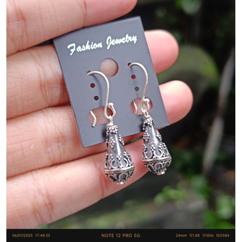 anting perak bakar bali model cone