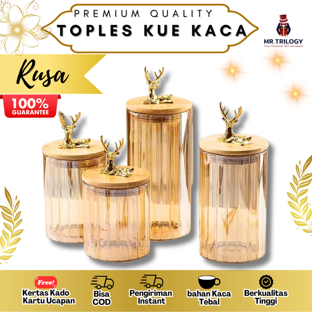 Toples Makanan Serbaguna TOPLES KACA RUSA Toples Kedap Udara Toples Estetik Toples Lebaran Toples Me