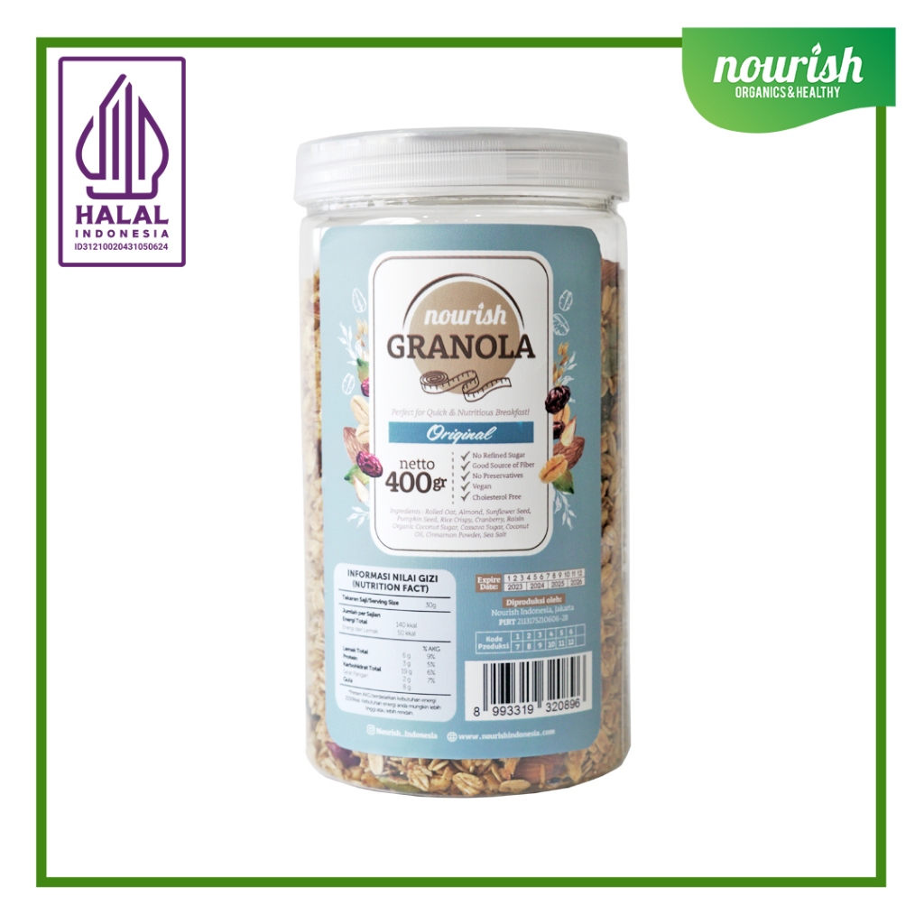 

RK60 Nourish Granola Original (Bebas Kolesterol, Tinggi Serat, Vegan) 400gr