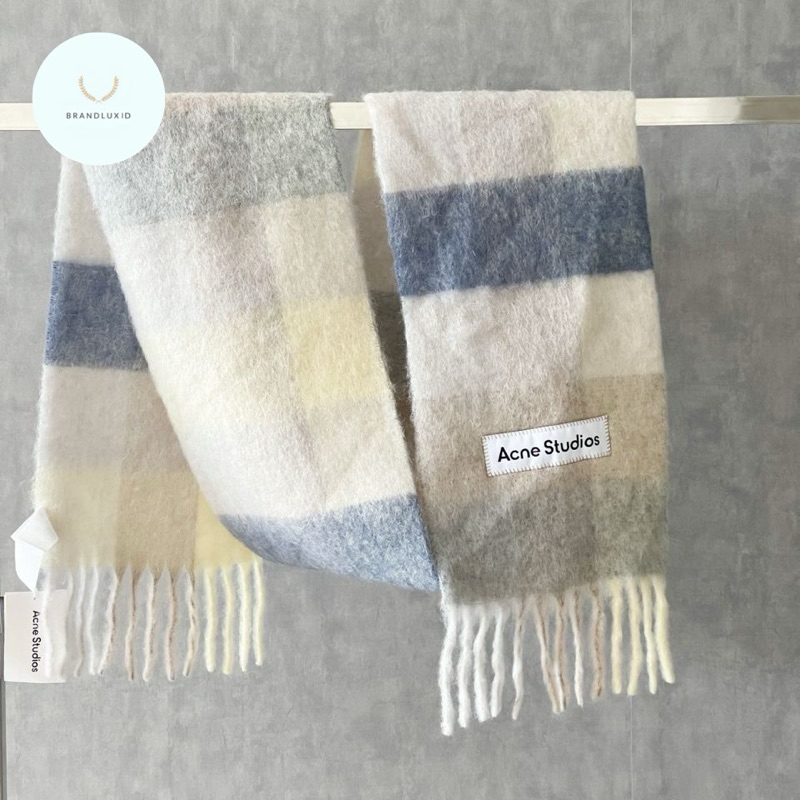Acne Studios Mohair Checked Scarf Vanilla/Beige/Lavender