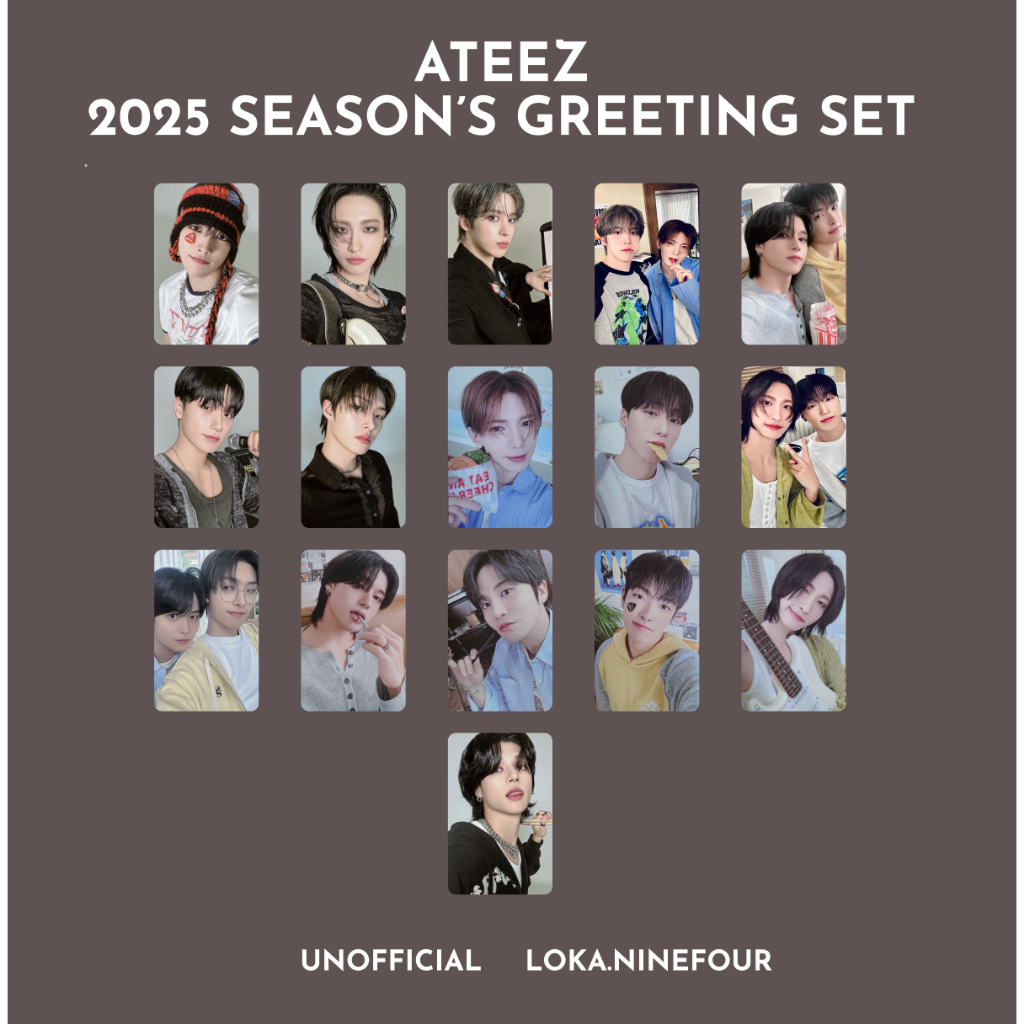 [ISI 8 PC] ATEEZ - 2025 SEASON'S GREETINGS Black Red Unit Potocard PC Premium  KPOP MERCH 2 SIS REPL