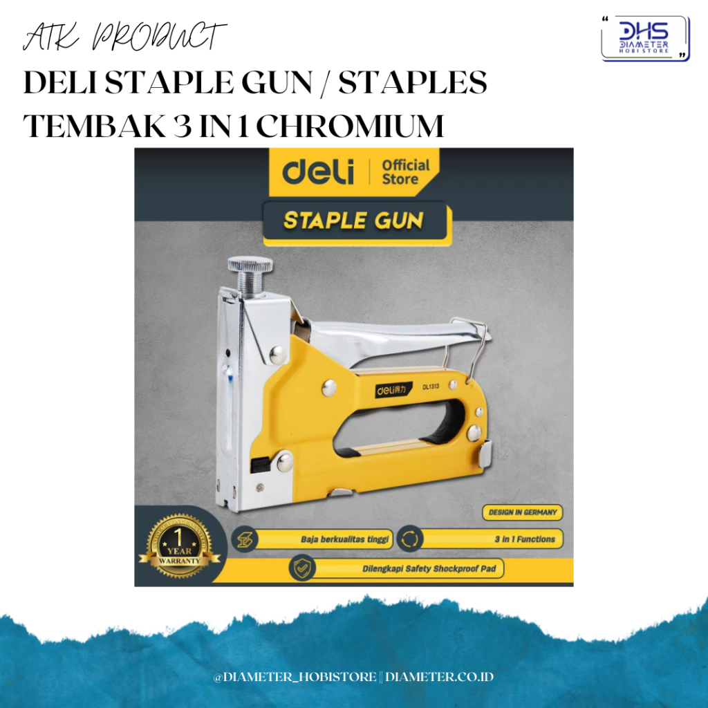 

Deli Staple Gun / Staples Tembak 3 in 1 Chromium