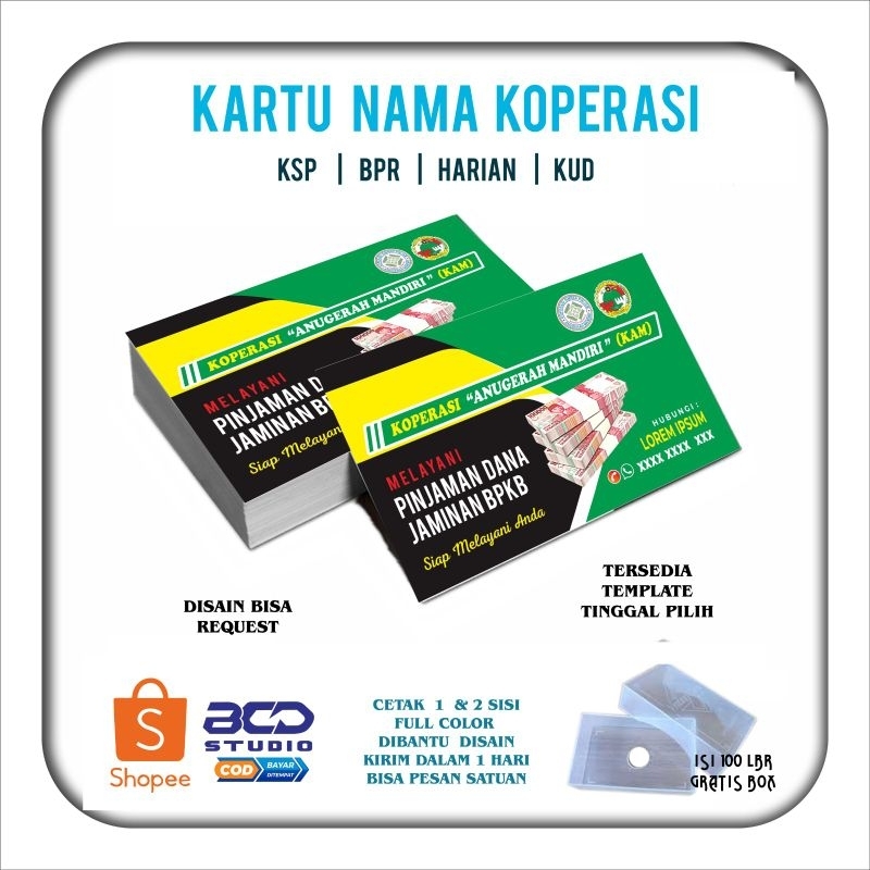

KARTU NAMA BUSINESS NAME KOPERASI KSP - BPR - KUD - BANK PASAR HARIAN LANGSUNG JADI COD