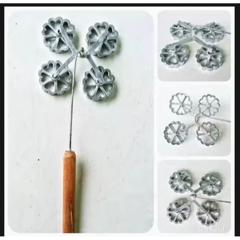 Cetakan Kue Kembang Goyang 4 Cabang Bentuk Bunga Diameter 4 Cm / Cetakan Kue Kering Kembang Goyang M