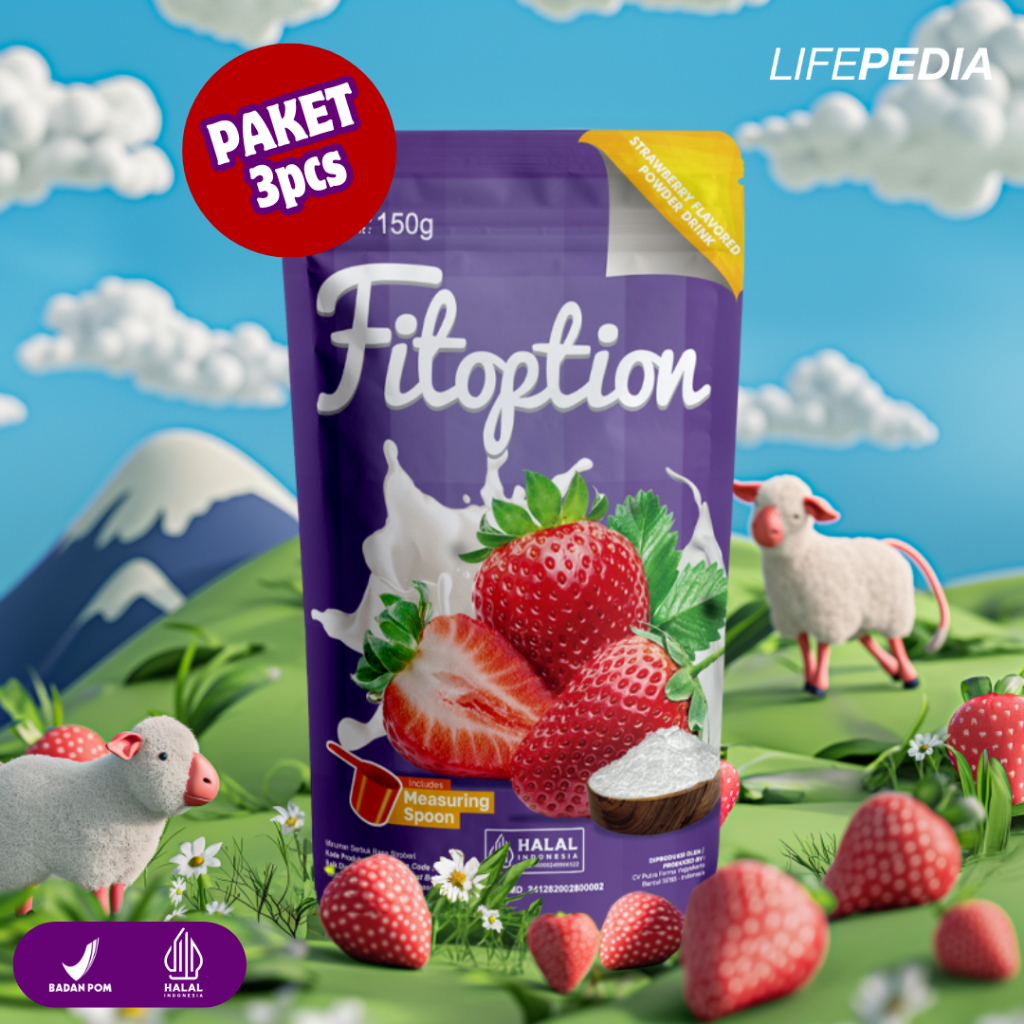 

FITOPTION - Paket 3 Pouch - Minuman Suplemen Rasa Strawberry 150 Gram