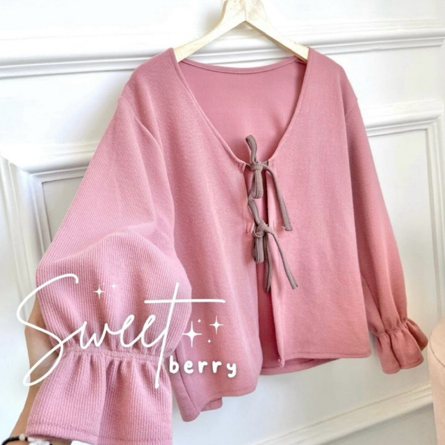 SWEET BERRY OUTER - Cardigan Tali Pita Coquette Korean Style / Outer Cardi Rib Pita / Cardigan Crop 