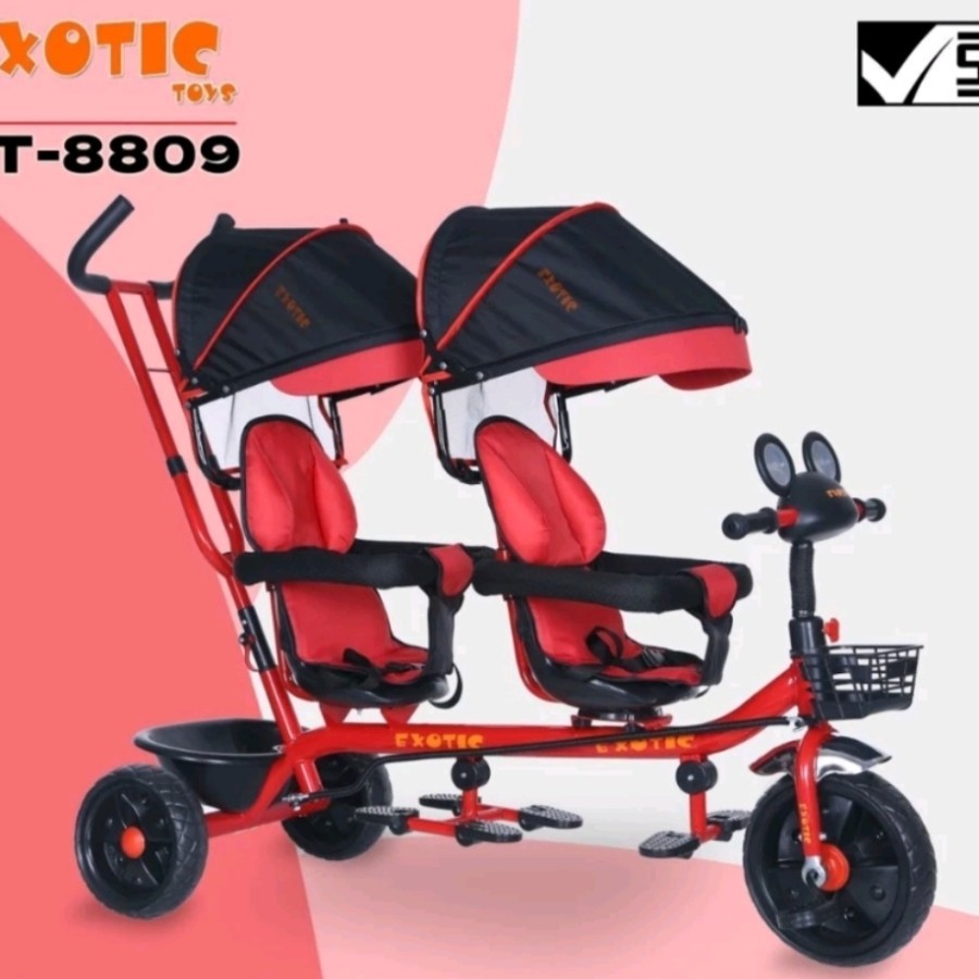 Tricycle kembar sepeda roda tiga double seater 8809 kembar twins exotic by pacific bike high quality