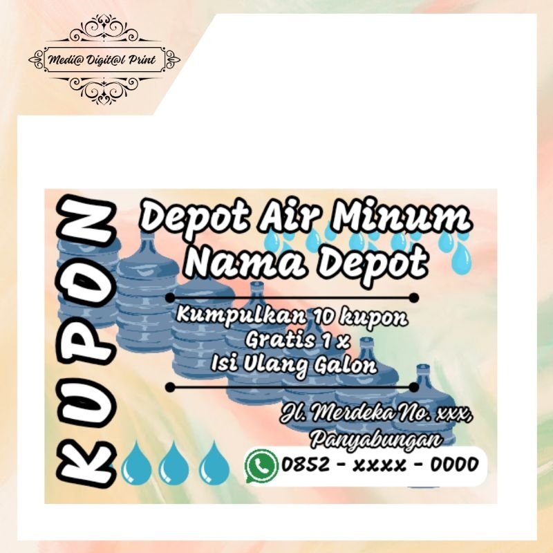 

Kupon Air Minum Isi Ulang/Kupon Air Galon Isi 100 Lembar