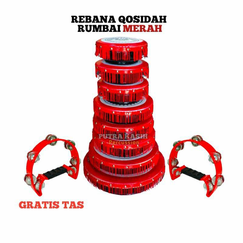 Rebana qosidah rumbey|Rebana qosidah rumbai susun 8 + Tamborin 2