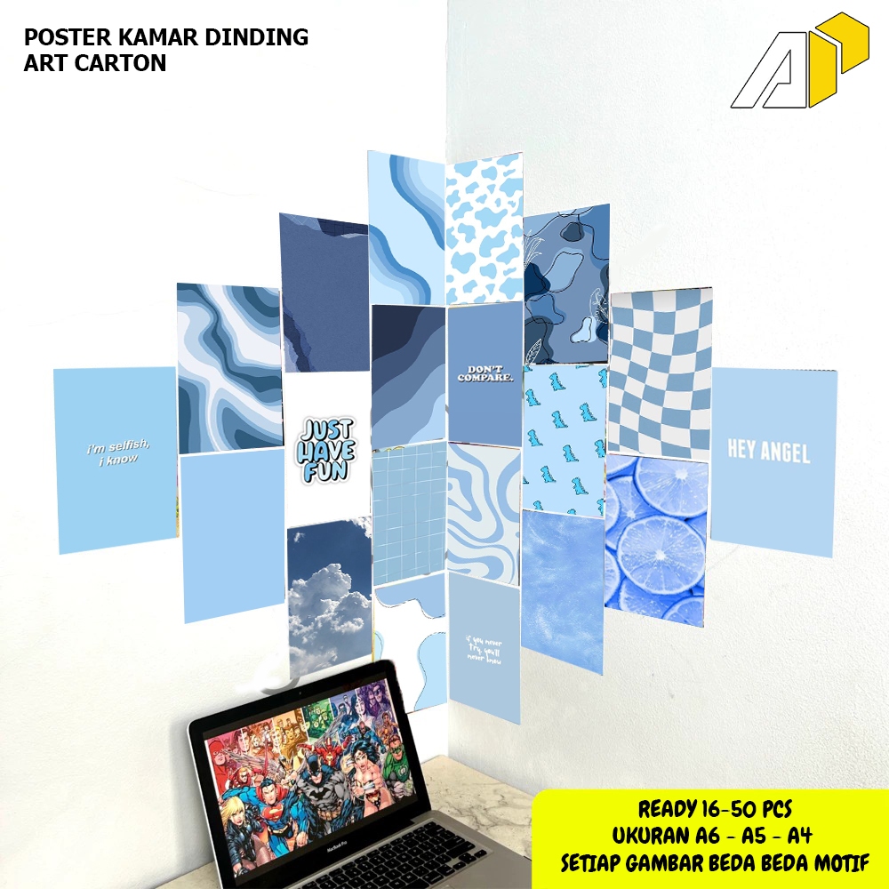 Poster Dinding Kamar Gambar Blue / Poster aesthetic / Poster Kamar / Hiasan Dinding / COD