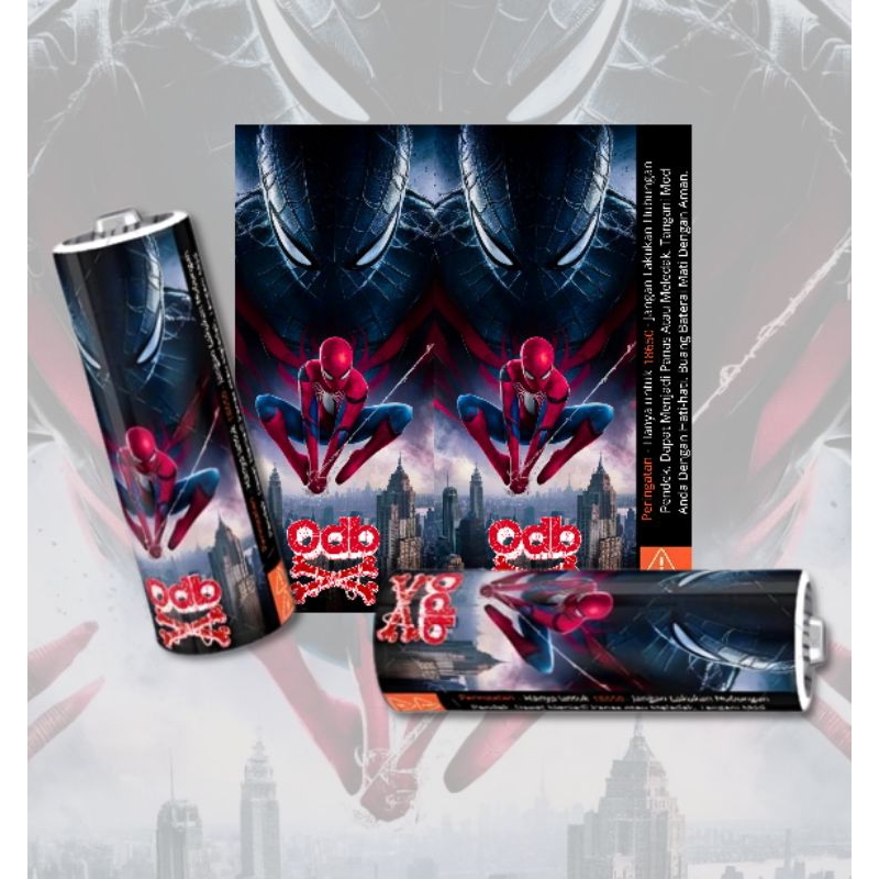 

FAMSTORE - Pelindung Baterai - Stikerskin Wrap Baterai 18650 Motif Spider-Man Marvel Full Motif Desain dan Anti Gores