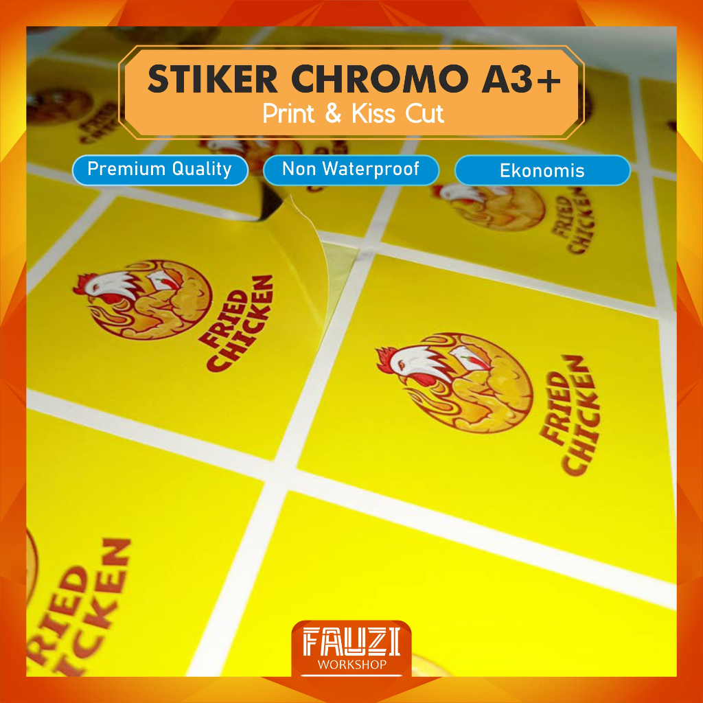 

Sticker Custom Cromo A3+ Free Cutting / Cetak Stiker Label Kemasan Makanan Minuman DLL