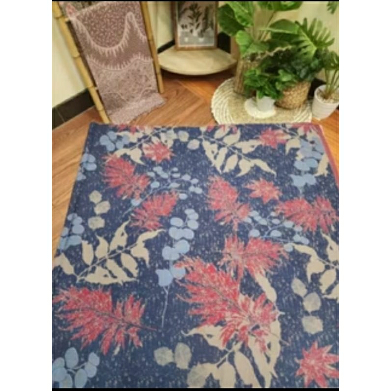 TERLARIS!!! KAIN BATIK LAWEYAN SOLO DAUN AKAR GEDE ECOPRINT BIRU