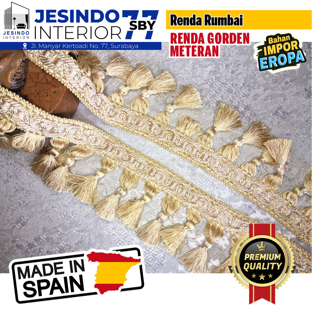 Renda Spanyol Renda Rumbai Aksesoris Hiasan Interior Gorden Premium Elegan Import Eropa