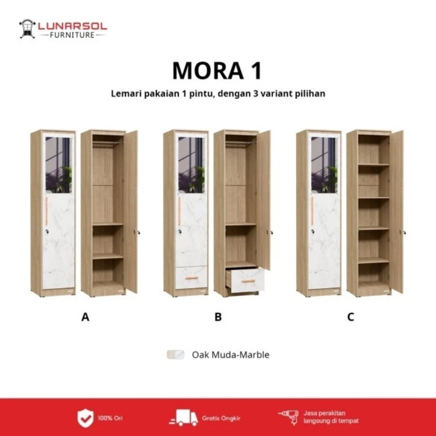 Lemari pakaian lemari baju lemari 1 pintu minimalis lemari kosan mora lunarsol