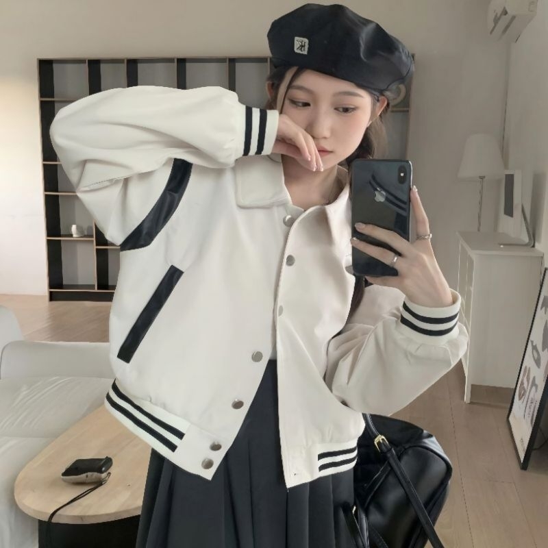 Jaketin Aja - Varsity CROP Polo Collar Big Size ( S - 6XL ) Crop Top Berkerah POLOS BASIC Korean Ulz