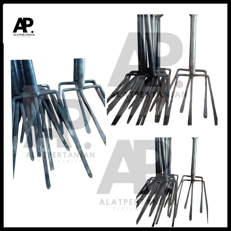 Garpu tanah injak gagang kayu/garpu lencek pertanian/garpu tanah baja per