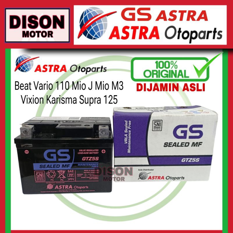 Aki GS astra vario beat karbu fi esp mio j m3 karisma original 100% ak gs kering astra otoparts