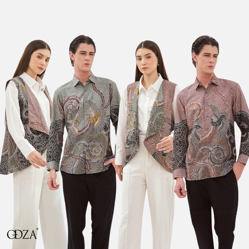 Odza Set Couple Atasan Lengan Pendek Luaran Rompi Batik Outer Pria Wanita Bolak balik Allsize Adirag