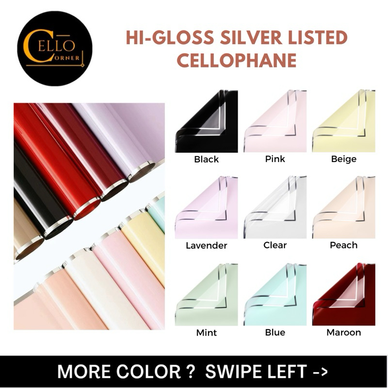 

SILVER LISTED CELLOPHANE / CELLOPHANE SILVERT / KERTAS BUNGA / KERTAS PEMBUNGKUS BUKET / LIST GOLD CELLOPHANE / CELLOPHANE MOTIF DAUN / Hi-Gloss Silver Listed Cellophane ls