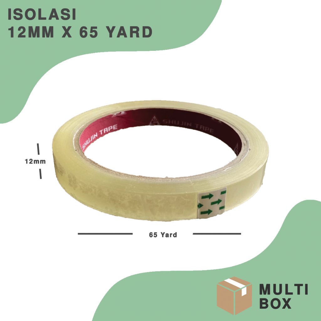

Isolasi Bening 12mm x 65 yard Lakban Selotip 1/2 inch Shujin Tape